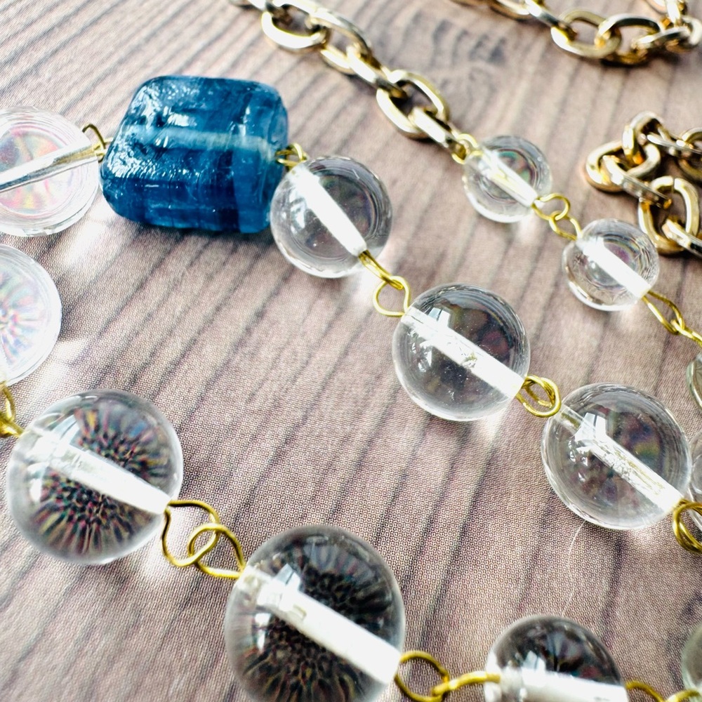 “Maritime” One of a kind, glass and brass nautical necklace, handmade and NWT